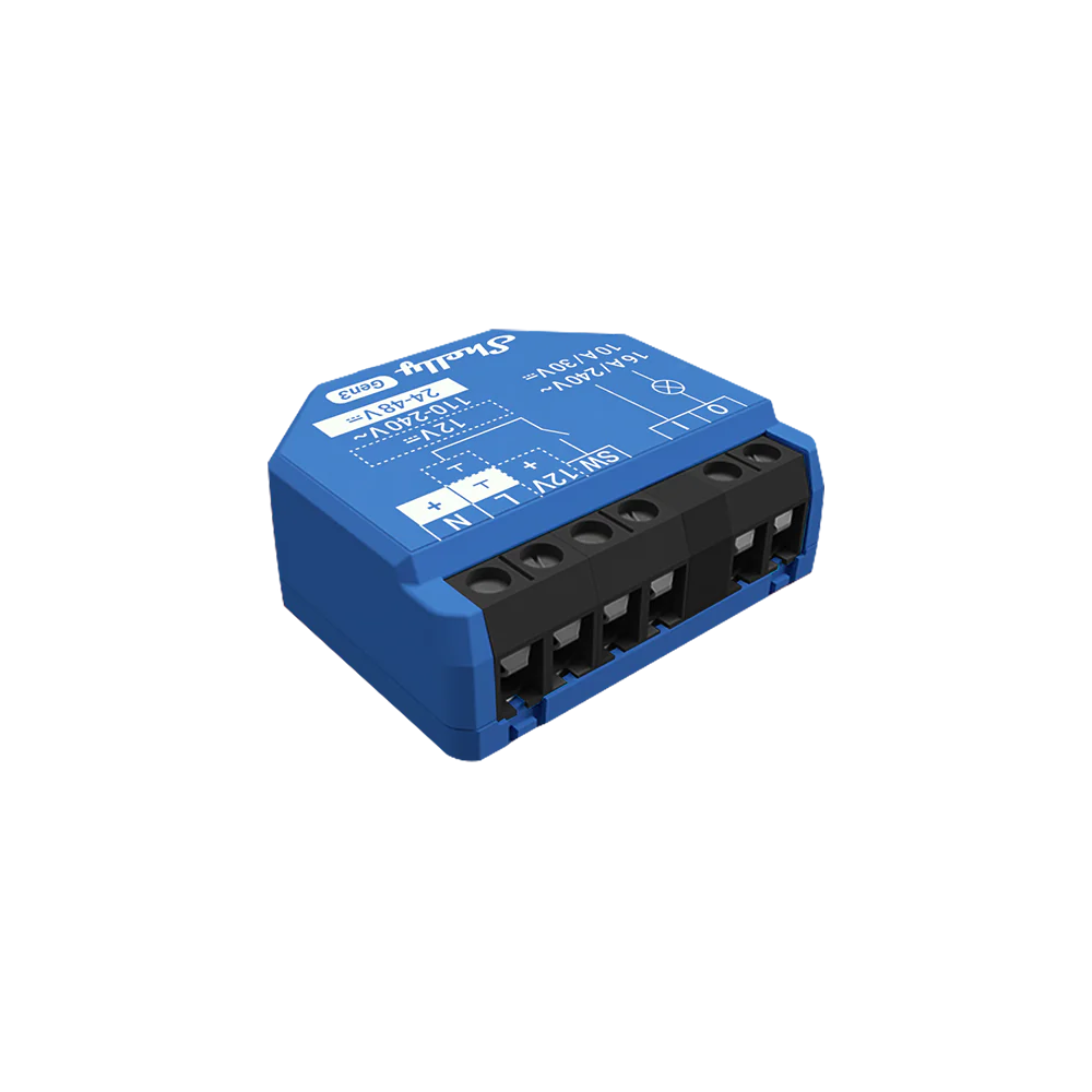 Shelly 1 Gen3 Wi-Fi-operated smart switch with dry contacts, 1 channel 16A